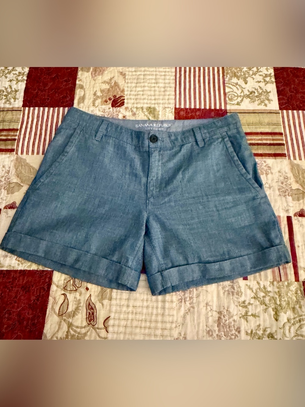 Banana Republic City Chino Slate Blue Linen-Blend Women's Shorts - Size 2